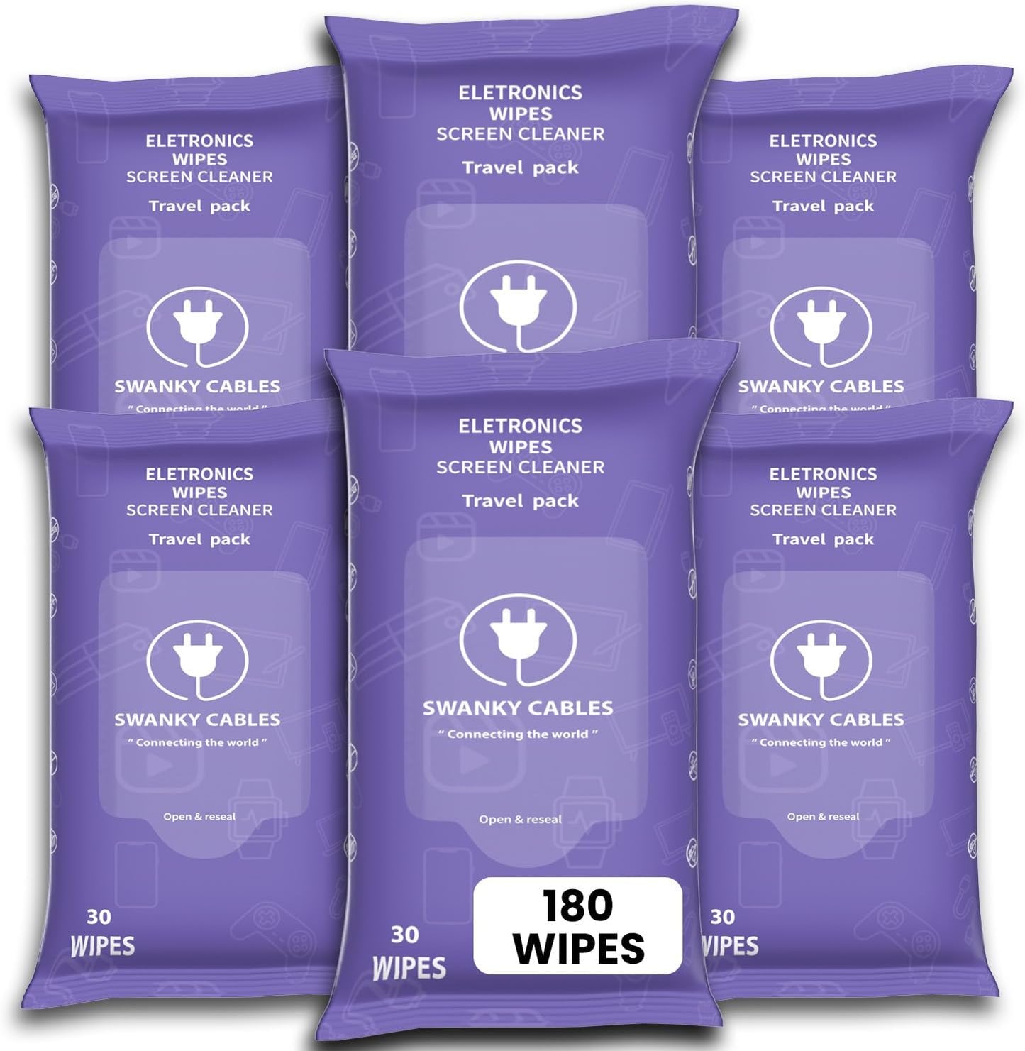 Screen Cleaner Wipes: Electronic Wipes for Screens - Computer Screen Wipes for Lens, Phone, Tv Screen and Monitor Cleaning - Tech Wipes & Microfiber Cloth (Soft Wipes, 180 Count)