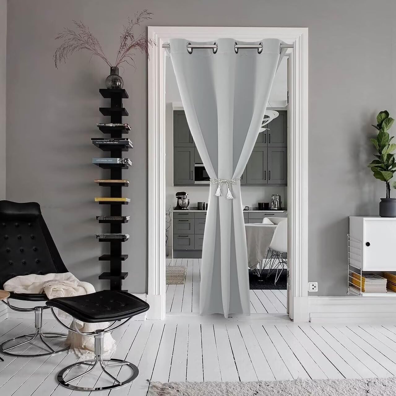 Joydeco Doorway Curtains Custom Size, Door Curtains for Doorways Closet Door Curtain, Curtain for Doorway Closet Curtains for Bedroom Closet Door Temporary Door(Custom Sise, Greyish White)
