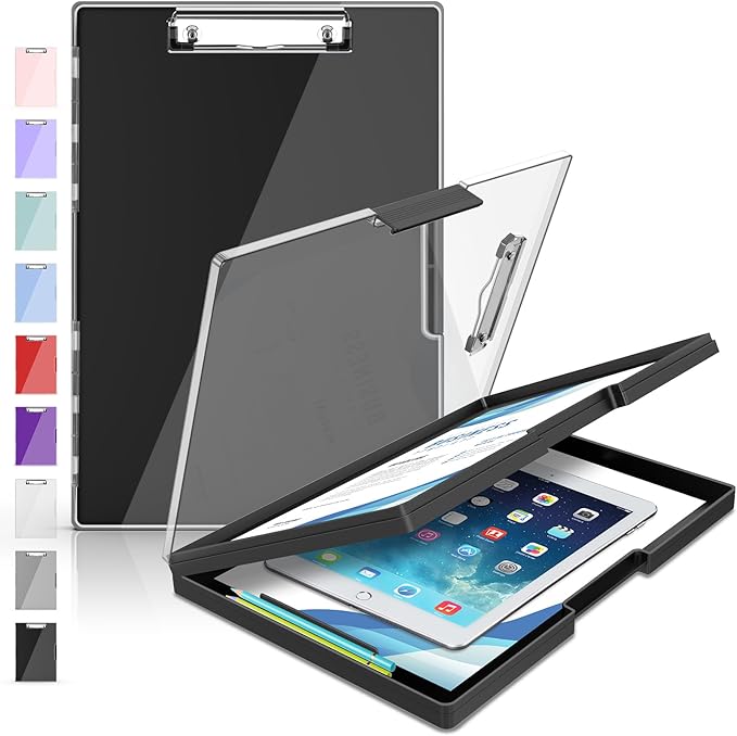 Sooez Clipboard with Storage, Heavy Duty Cleaview Clip Boards 8.5x11 with Dual Storage, Dry Erase Plastic Nursing Clipboard, High Capacity Clipboards Folder for Teacher Nurse, School & Office Supplies