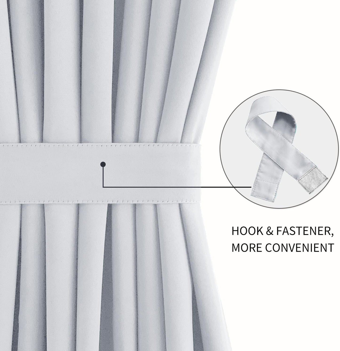 DWCN French Door Curtains – Rod Pocket Thermal Curtain for Doors with Glass Window, Kitchen and Patio Doors for Privacy, 25 X 72 Inches Long, 1 Curtain Panel with Tieback, Greyish White