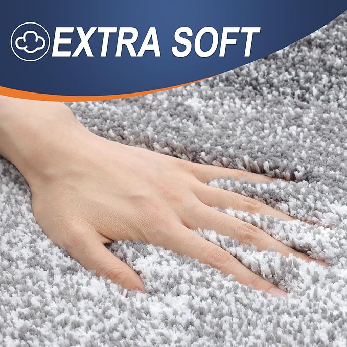 OLANLY Bathroom Rug Mat 70x24, Extra Soft and Absorbent Microfiber Bath Rugs, Non-Slip Plush Shaggy Bath Carpet Runner, Machine Wash Dry, Bath Mats for Bathroom Floor, Tub and Shower, Grey