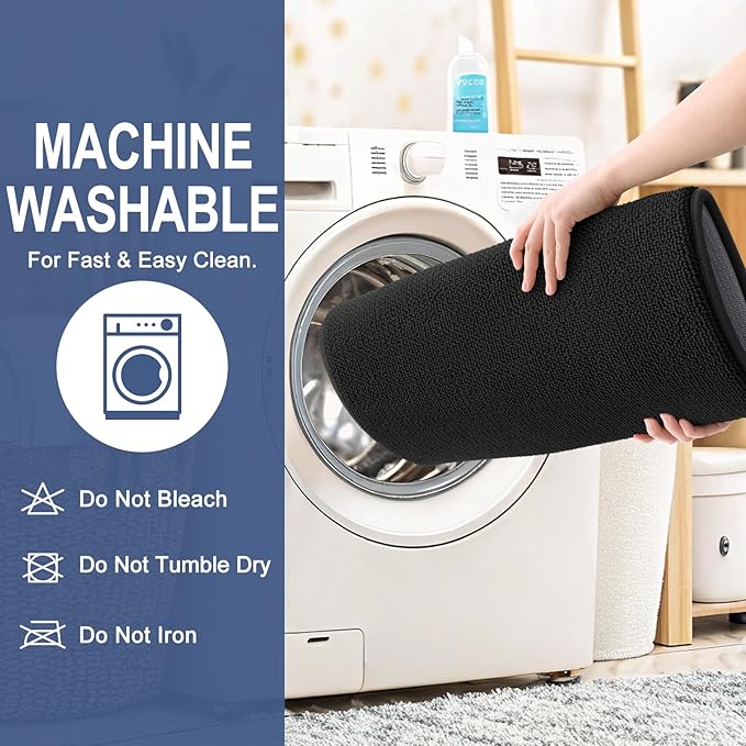OLANLY Thick Memory Foam Bath Mats Rugs 50x30, Extra Soft Absorbent Bathroom Rug, Quick Dry Bath Mat, Non-Slip, Machine Washable Carpet for Bathroom, Tub and Shower, Home Decor Accessories, Black