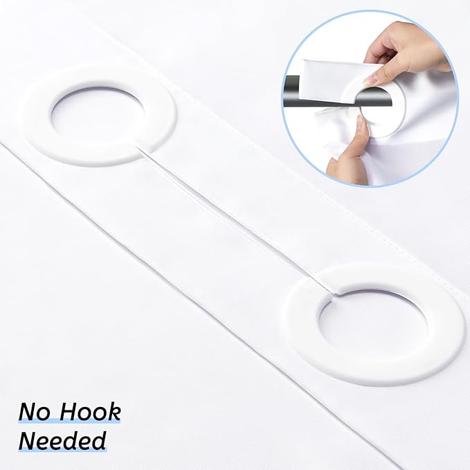 Furlinic No Hook Long Shower Curtain 78 Length,Soft Polyester Fabric Wahable Shower Curtain Liner,Modern Hotel Spa Style Bathroom Curtains with 10 Plastic Built-in Grommets,White 72x78 Inch