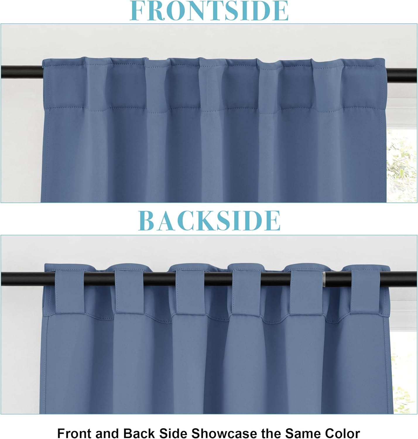 RYB HOME Bathroom Curtains Blackout - Thermal Insulating Privacy Small Window Curtains Short for Bedroom Basement Kitchen Kids Nursery Cabinet, Wide 42 x Long 30 inches, 2 Panels, Stone Blue
