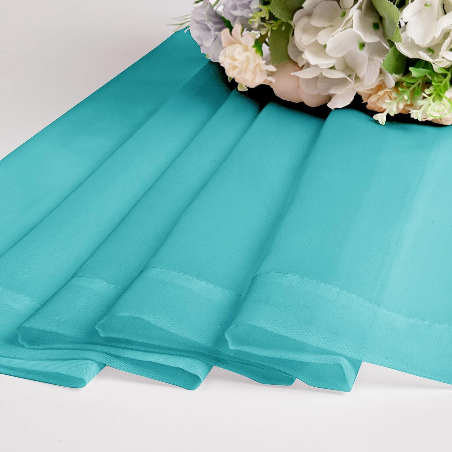 Chyhomenyc Sheer Turquoise Curtains 90 inches Long 2 Panels, Light Filtering Soft Airy Solid Elegant Voile Window Treatment Drapes for Bedroom Living Room Wedding Party Decor, 42 Wx90 L Inches