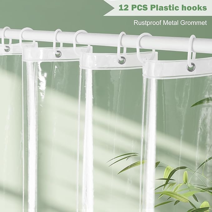UFRIDAY Clear Shower Stall Curtain Liner 48 x 78 inches,Heavy Duty Liner Waterproof Transparent Shower Curtain for Bathroom PEVA with 3 Magnets Bottom