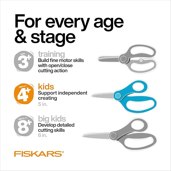 Fiskars 5" Blunt-Tip Scissors for Kids Ages 4-7, For School or Crafting, Premium Pink (Pack of 2)