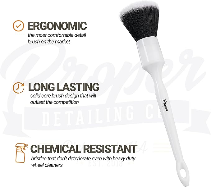 Car Detailing Brush Set, Premium Quality Ultra Soft Bristles, Clean Auto Interior (Leather Seats, Air Vents) or Exterior (Wheels, Paint, Emblems) Detail Brushes Car Detailing (2 Pack)
