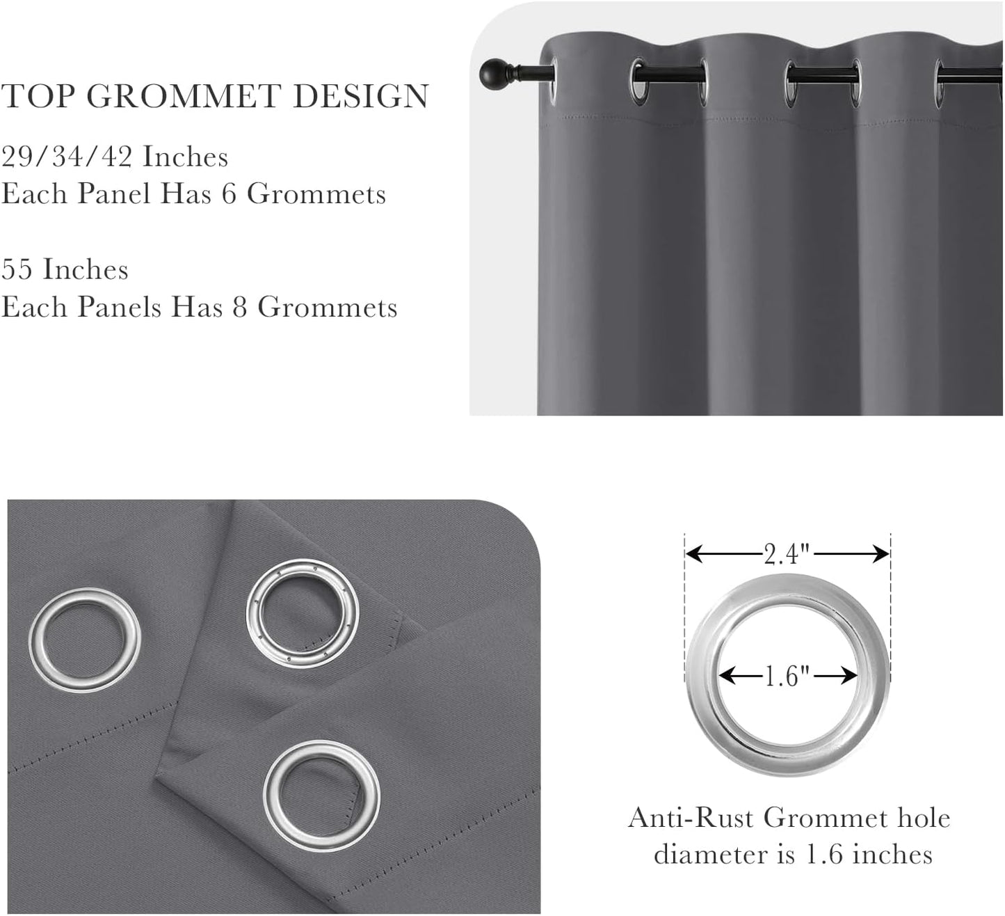 PONY DANCE Grey Kitchen Curtains 40 inch Length -Blackout Camper Curtains for Travel Trailers, Short Small Window Drapes for Bathroom & Basement, Ideal for RV Camper,42 Wide, 2 Pcs