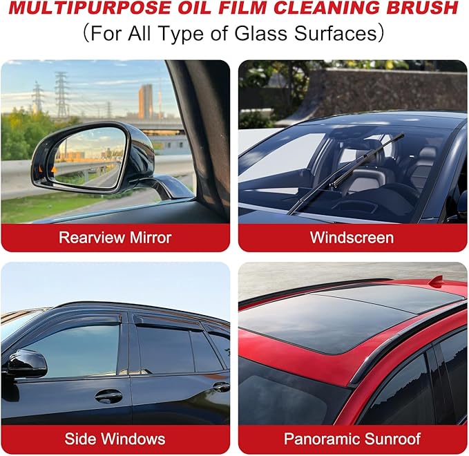 Automotive Oil Film Cleaning Brush for Car Windows Car Glass Oil Film Cleaner,2026 New Cars Window Glasses Cleaning Boar with Extra Cleaner, Universal Cars Clear Vision Glass Cleaner