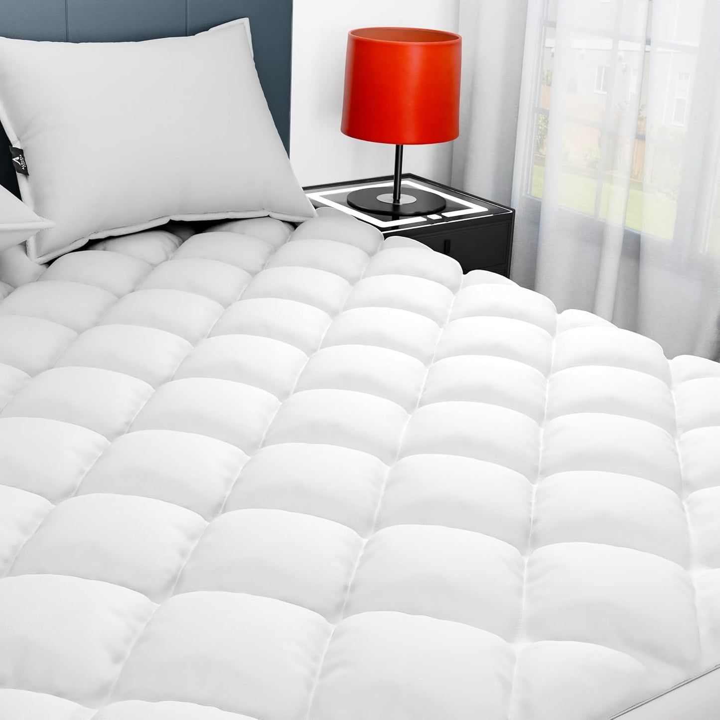 Sunflower Full Mattress Pad, Hypoallergenic Cotton Mattress Cover, 18-22" Extra Deep Pocket Quilted Protector, Breathable&Noiseless
