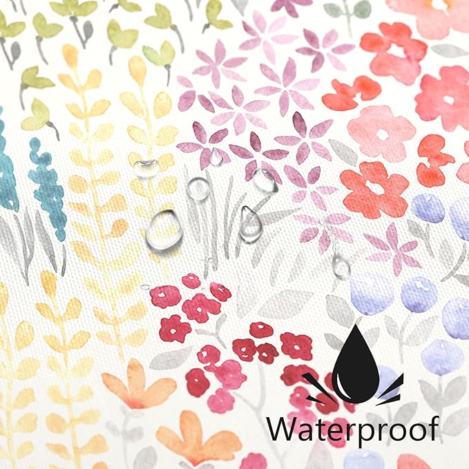 Extra Long Shower Curtain 72 x 84 Inch, Tall Cute Floral Shower Curtain for Bathroom, Colorful Wildflower Boho Cottagecore Fabric Shower Curtain Set with Hooks, Ivory