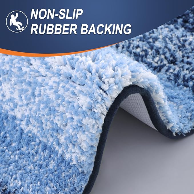 OLANLY Bathroom Runner Rugs 70x24, Extra Soft Absorbent Microfiber Bath Rugs, Rubber Backing, Quick Dry, Machine Washable Bath Mats for Bathroom Floor, Tub and Shower, Home Decor Accessories, Navy