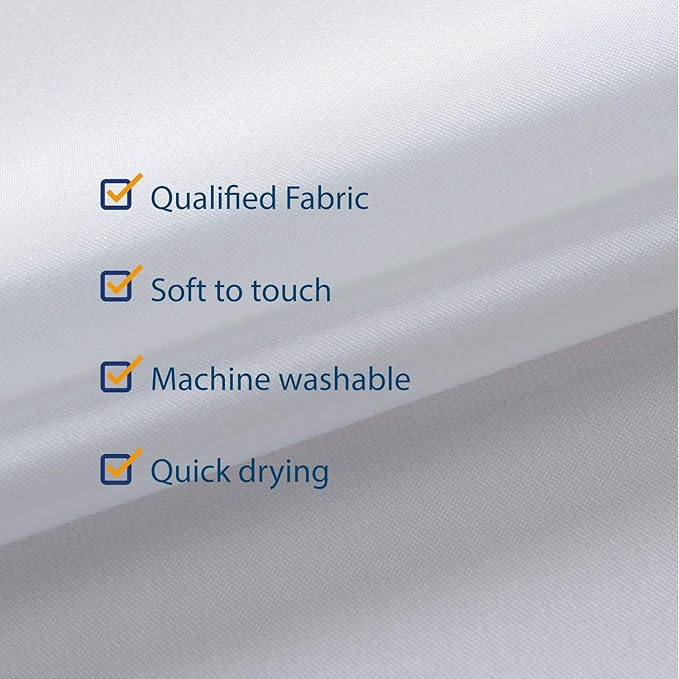N&Y HOME Fabric Shower Curtain Liner 96 x 78 inch XL Size, Hotel Quality, Washable, Water Repellent, White Bathroom Curtains with Grommets, 96x78