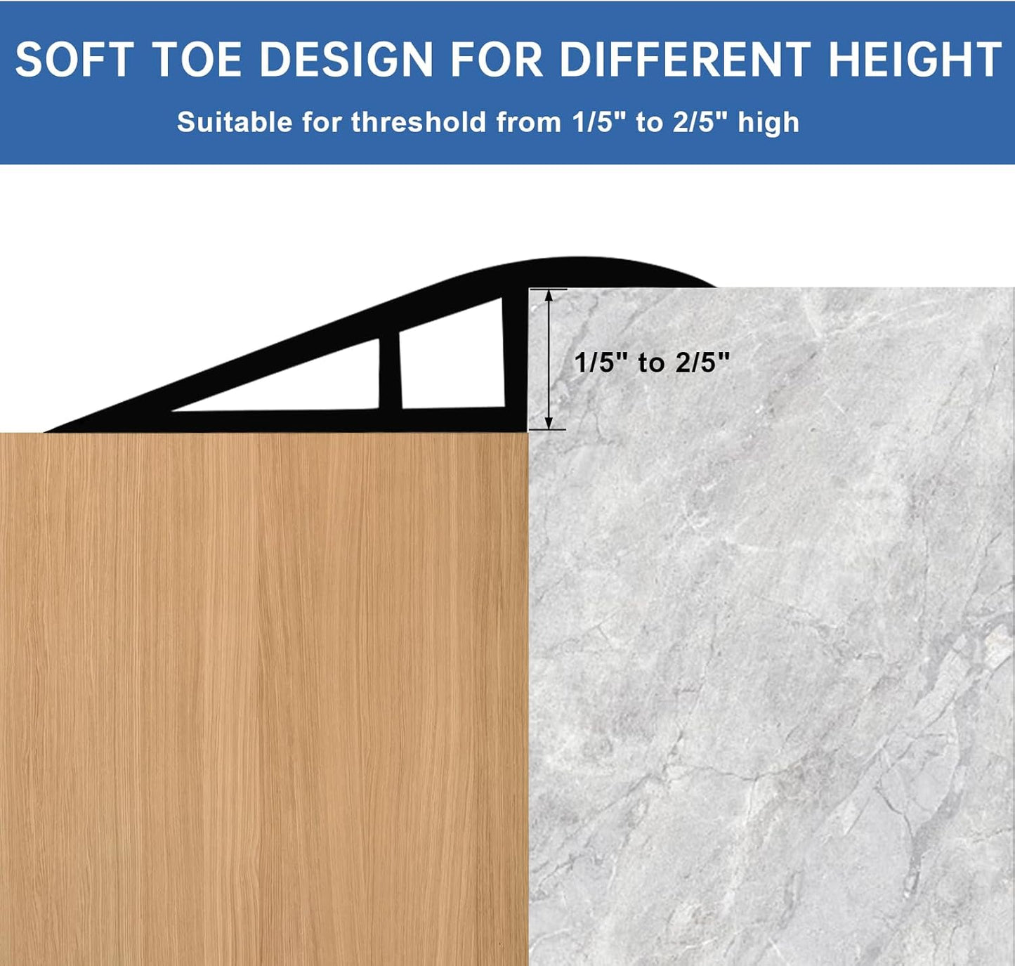 Vinyl Door Threshold Flooring Transition Strip Self Adhesive Carpet Edging Strip for Laminate Doorway Edge Threshold from 1/5" to 2/5" (Yellow Wood Grain, 3.3 Ft)