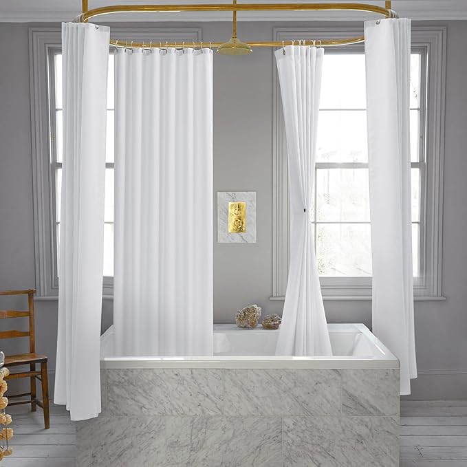 Nasitos Long Fabric Shower Curtain Liners 4 Pack - W72 x H78 - Water Resistant Cloth Shower Curtains for Bath Tub, Soft Hotel Quality, Machine Washable (White, 8 Separate Magnets Included)