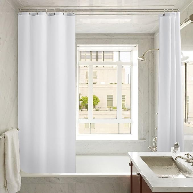 Nasitos White Shower Curtain Liners 4 Pack - W36 x H72 - Washable & Water Resistant Fabric Bath Shower Liners for Narrow Stall, Stand Up Shower Stall, RV, Camper (Magnets Included)
