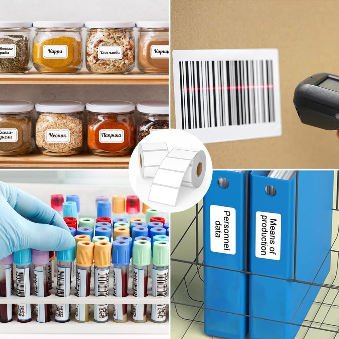 2.25 x 1.25 Thermal Labels, Printable Blank Label Stickers 6000 Label Papers for Barcode Labels, FNSKU, Mailing, Shipping, Compatible with Rollo, Zebra and More Thermal Printer