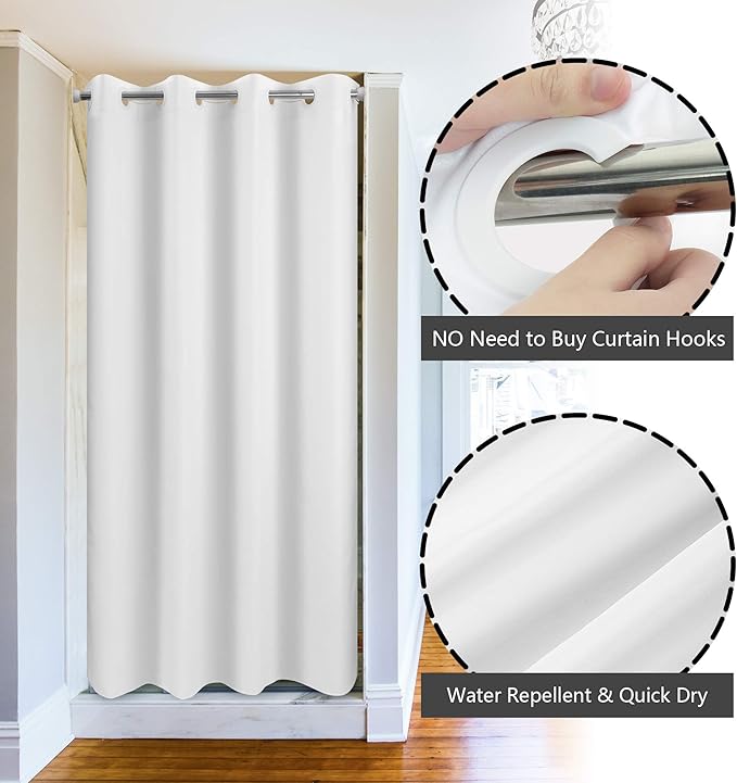 River Dream No Hook Stall Shower Curtain or Liner 36" Wide - Soft Microfiber Small Shower Curtain with Magnets for Narrow Stall, Waterproof Fabric & Machine Washable, White