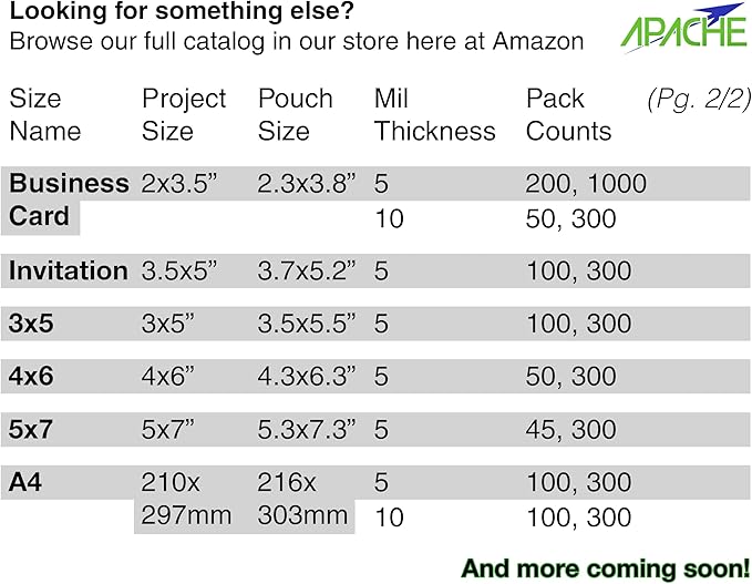 Apache 300 Pack Laminating Pouches 3 mil, for Legal Size 8.5 x 14 Inch Documents (9 x 14.5 Inch Sheets), Office and School Supplies, Thermal Laminating Sheets, Super Clear, Round Corner