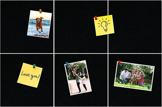 Square Felt Cork Bulletin Board Tiles, Self Adhesive DIY Felt Pin Board for Wall 30" x 20" with 35 Pushpins for Office School Home Wall Decor Stickers Memos Photos Display (Black)