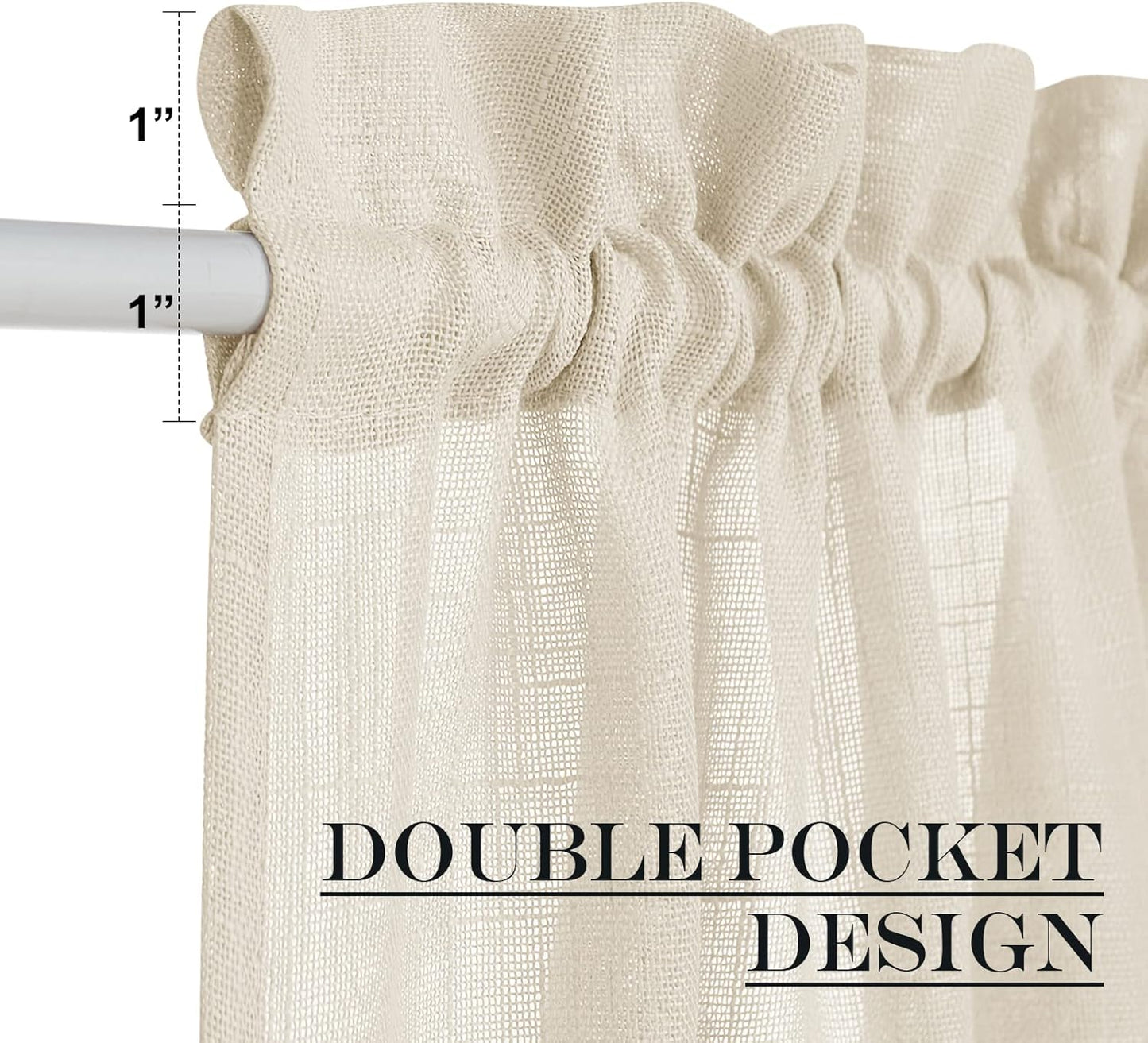 NICETOWN Semi Sheer French Door Sidelight Curtains 80 Inches Long, Elegant Light Flitering Front Door Shade for Bedroom Privacy Back Covering with Tieback, 1 Panel, 36 inches Wide, Beige