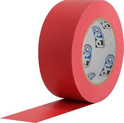 ProTapes Colored Crepe Paper Masking Tape, 60 yds Length x 3/4" Width, Red (Pack of 48)
