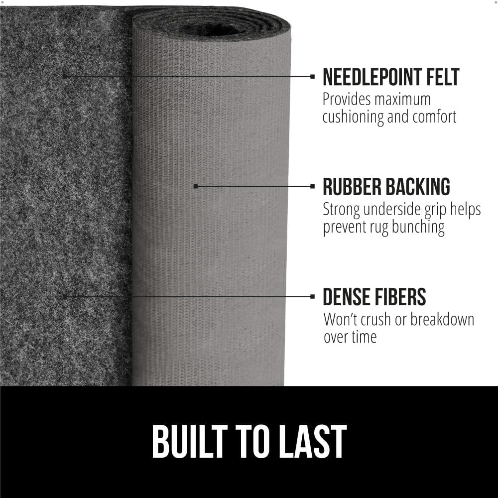 GORILLA GRIP Felt and Natural Rubber Stay in Place Slip Resistant Rug Pad, 1/4in Thick, 4x6 FT Protective Padding Under Area Rugs, Cushioned Gripper Pads, Carpet Runners, Hardwood Floors Protection
