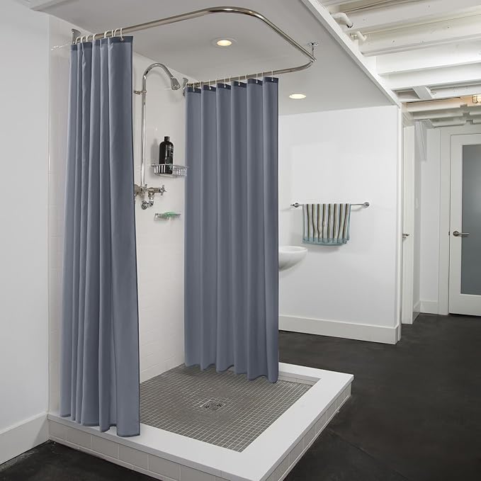 Nasitos Long Fabric Shower Curtain Liners 2 Pack - W72 x H78 - Water Resistant & Lightweight Cloth Shower Curtains for Bath Tub, Soft Hotel Quality, Machine Washable (Grey, Magnets Included)
