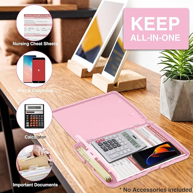 Sooez Clipboards with Storage, High Capacity Clip Boards 8.5x11 with Storage, Heavy Duty Nursing Clipboard Folder, Plastic Clipboard with Pen Holder for Women Teachers Work, School & Office Supplies
