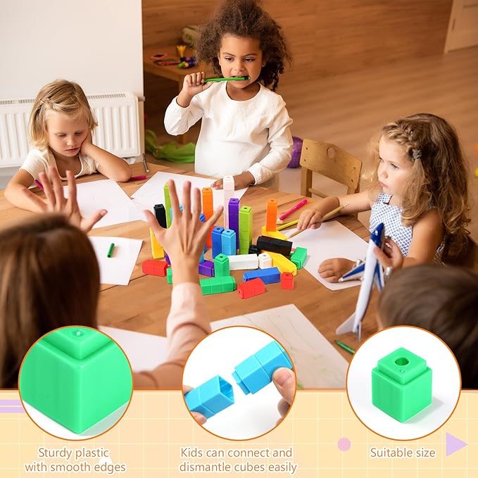 200 Pcs Green Linking Cubes for Math Counting Cubes Manipulatives Plastic Counting Block Manipulative Classroom Learning Supplies for Educational Preschool Activities Boy Girl (Green)