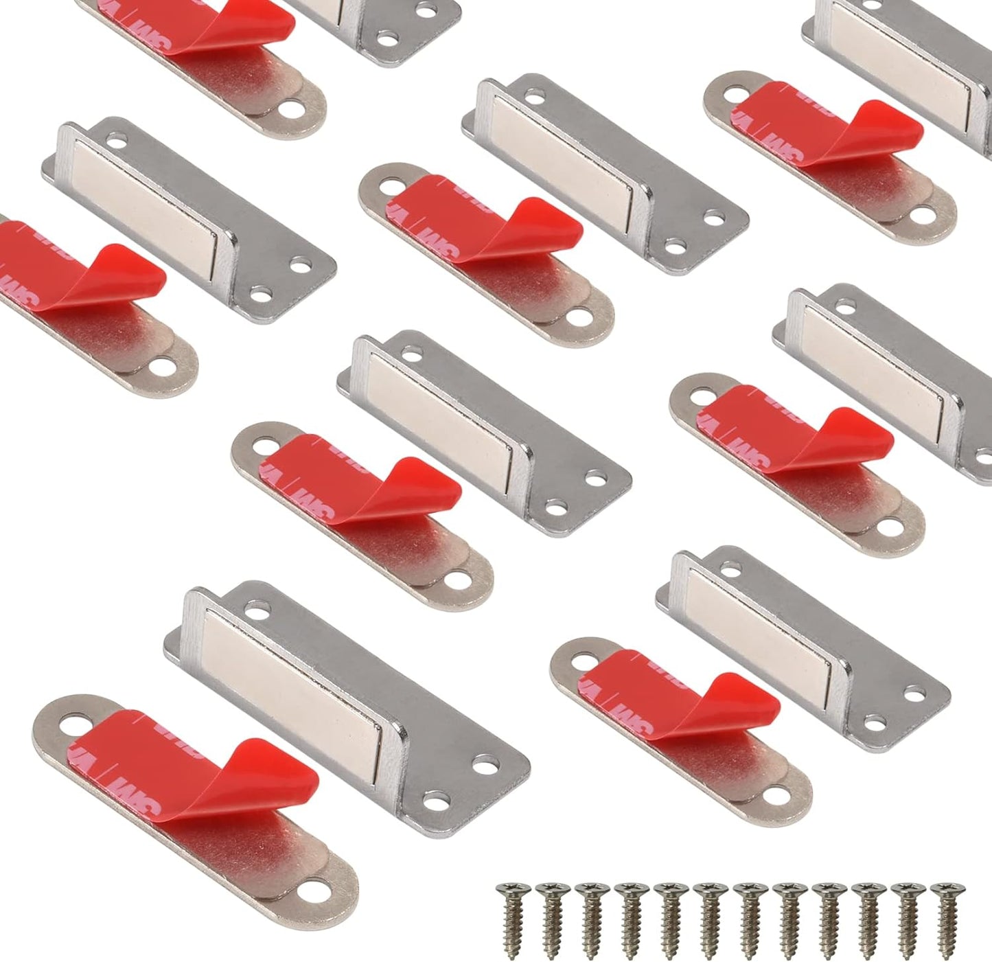 Mousike Double Magnetic Door Catch，60lb Stainless Steel Cabinet Door Magnets with Strong Magnetic for Kitchen Cupboard Wardrobe Closet Cabinet Door Drawer Latch (20Pack)