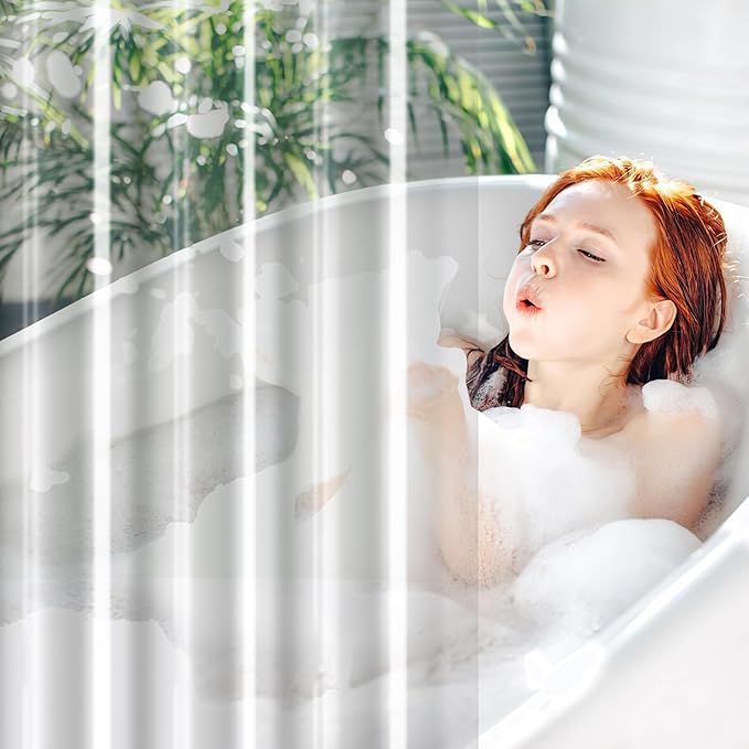 UFRIDAY 72 x 86 inches Extra Long Shower Curtain Liner,Simple Plastic Clear Bathroom Curtain Waterproof Shower Curtain with 5 Magnets Bottom,Heavy Duty Home Hotel Restaurant Liner