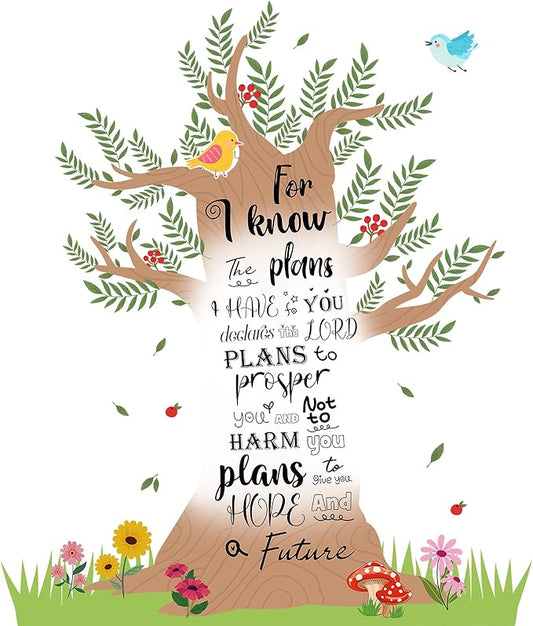 Pajean Christian Bulletin Board Sets Religious Christian Classroom Decor Tree Wall Cutouts Decor for Elementary School Teacher Chalkboard Supplies (Bible Style)