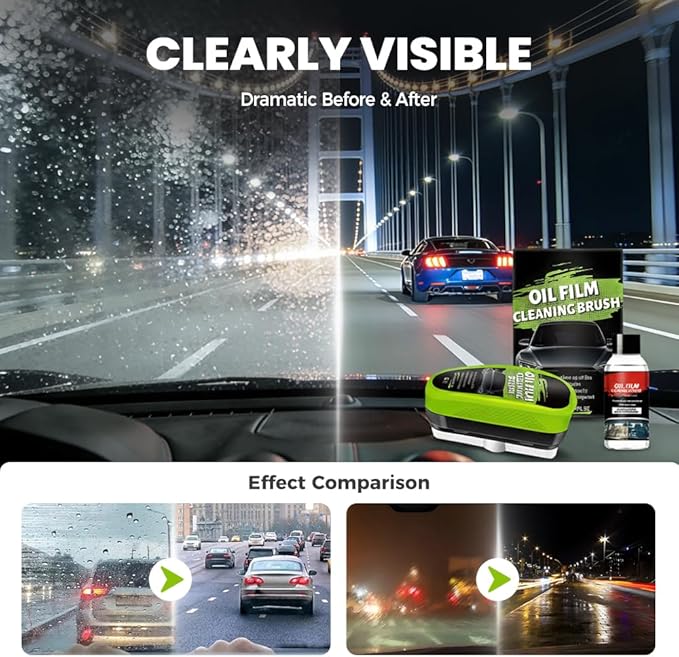 Automotive Oil Film Cleaning Brush,Glass Cleaner, Car Windshield Cleaner, 150ml Automotive Oil Film Cleaning Brush - Preserve Clarity, Immediately See the Effects (1PCS)