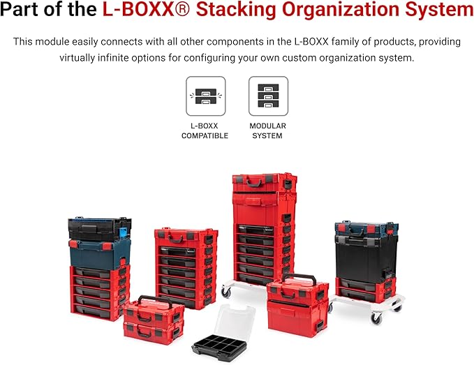 TEKTON Shallow Stacking Tool Box (L-BOXX 1) with Customizable Foam (4 Sheets) and Lid Insert | OLB91004
