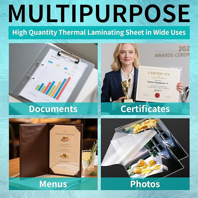 3 mil Thermal Laminating Pouches, Clear 9 x 11.5 Inch Laminating Sheet Paper for Thermal Laminator, Holds US Letter Size Laminate Sheets (30 Pack)