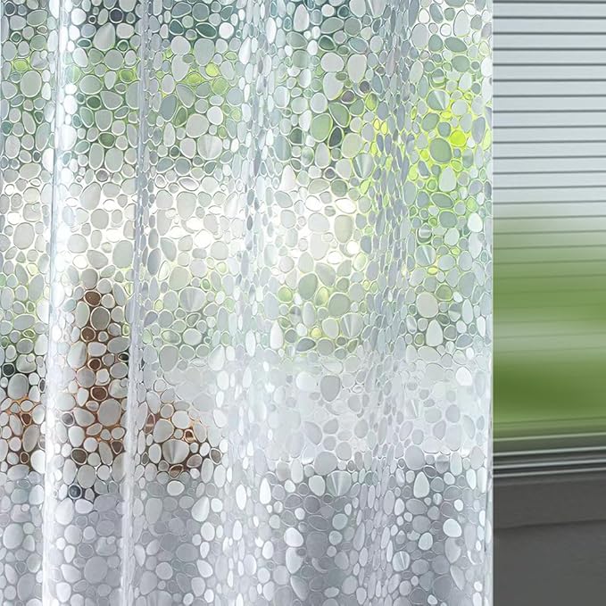 Ga-Geetopia Narrow Size EVA Clear Shower Curtain Liner, Pebble Pattern 60x72 Inch Lightweight Plastic Bathroom Shower Showroom Inner Curtain with Rustproof Metal Grommets and Weighted Magnets
