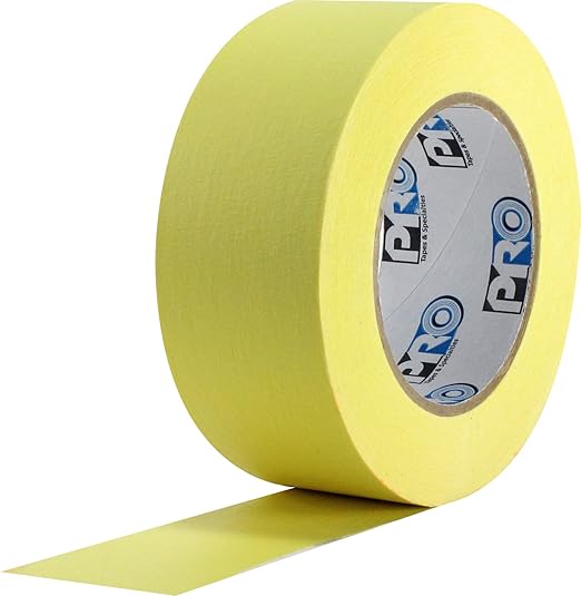ProTapes Colored Crepe Paper Masking Tape, 60 yds Length x 2" Width, Yellow (Pack of 24)