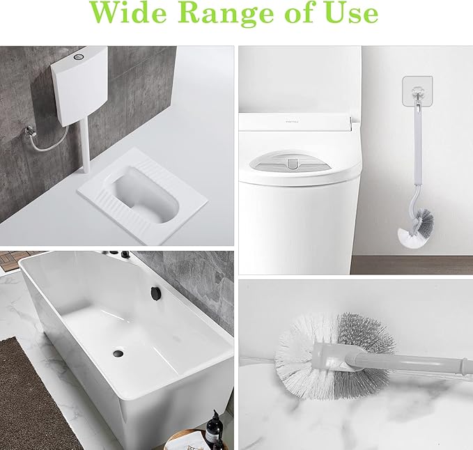 2Pcs Curved Toilet Bowl Brush Without Holder for Bathroom Deep Cleaning, Toilet Brush Durable Under The Rim Household Cleaning Brushes