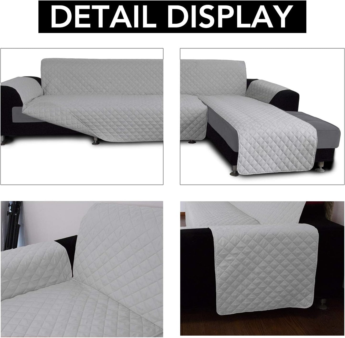 Easy-Going L Shape Sofa Slipcover - Reversible Couch Cover - Furniture Protector for Pets - Small, Light Gray