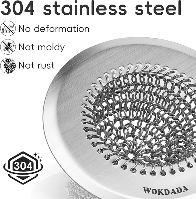 Bathtub Drain Hair Catcher, Fast Drainage Shower Drain Hair Catcher, Reversible 304 Stainless Steel Drain Protector for Pop-Up and Regular Drains of Bathroom(Patented Product)