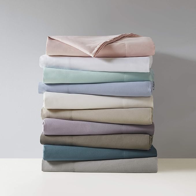 Madison Park 3M Microcell Bed Sheet Set Color Fast, Wrinkle and Stain Resistant, Soft Sheets with 16" Deep Pocket All Season, Cozy Bedding-Set, Matching Pillow Case, Full, Seafoam, 4 Piece