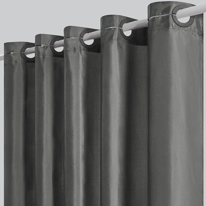 Furlinic No Hook Stall Shower Curtain 36x72 Inch,Polyester Fabric Small Narrow Shower Curtain Liner,Hotel Style Bathroom Curtains with Plastic Split Grommets,Machine Washable & Waterproof,Dark Grey