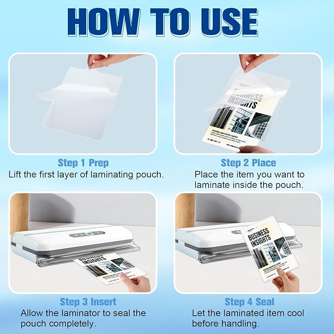 100 Pack 4“x6" 3mil Thermal Laminating Pouches Badge Laminate Pouches Clear Laminated Luggage Tags Printable Laminator Pouches for Business Permits Cards