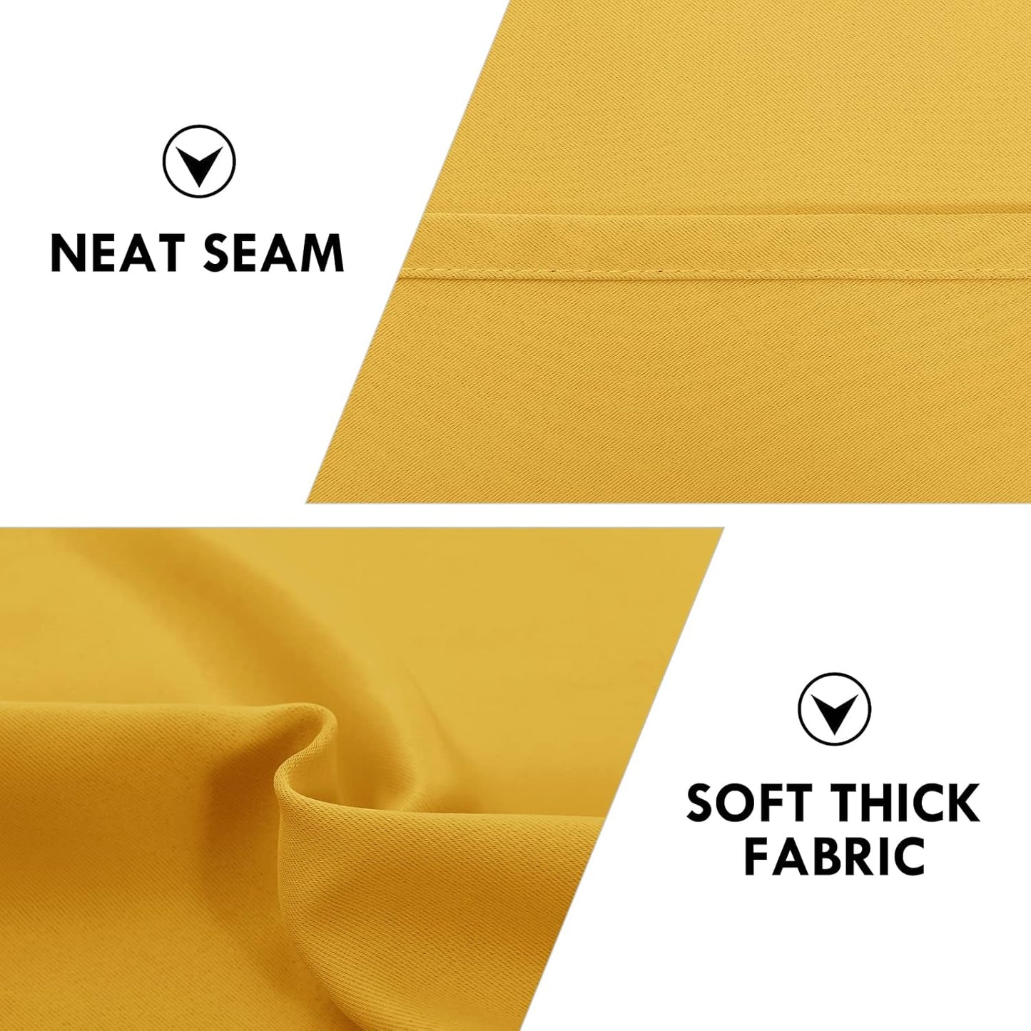 DWCN Yellow Room Darkening Blackout Curtains - Thermal Insulated Privacy Energy Saving Window Curtain Drapes 38 x 72 inch Length, Set of 2 Bedroom Living Room Curtains
