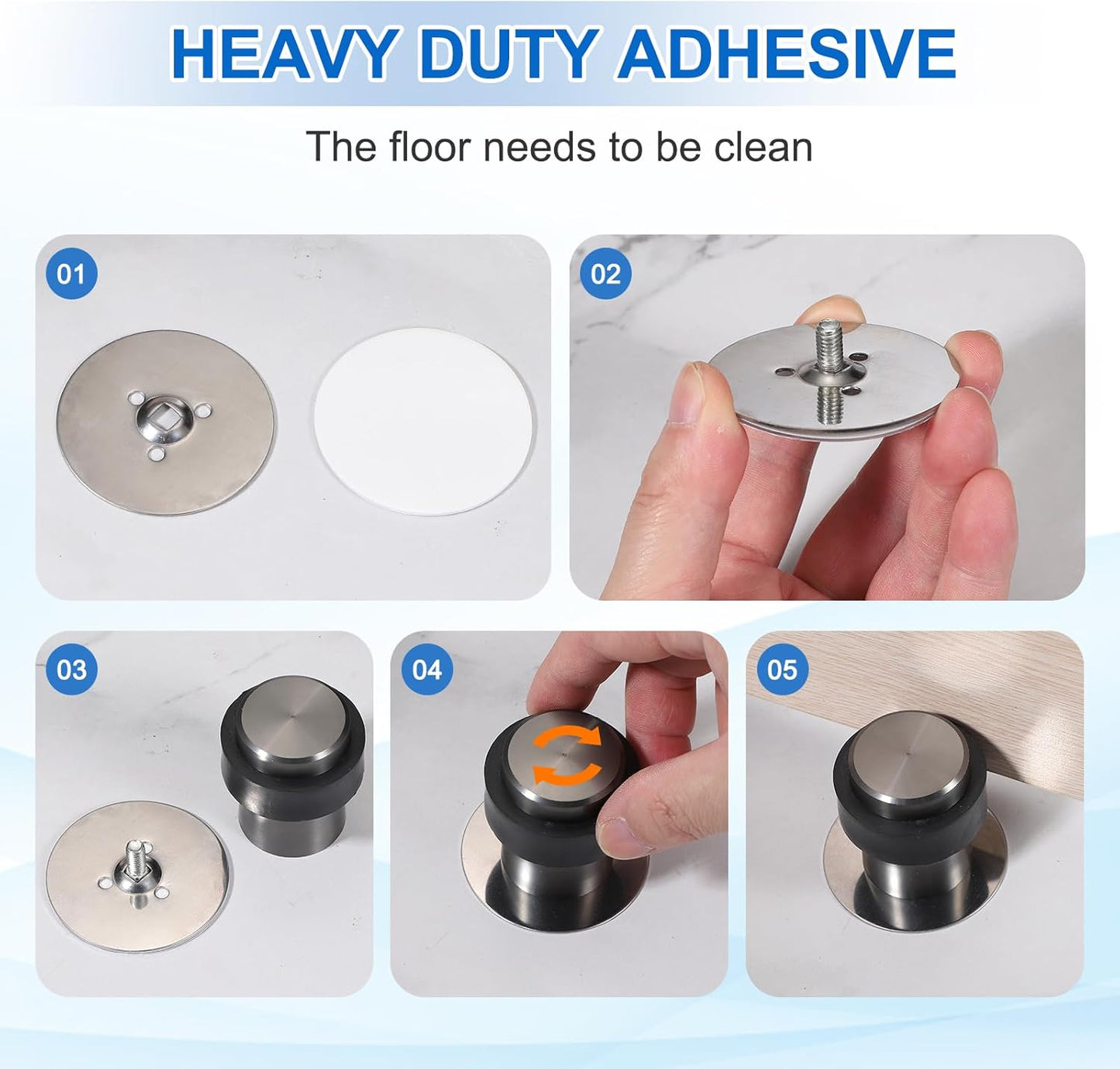 PATIKIL 3Set Round Door Stoppers, 46mm Stainless Steel Door Stop Doorstop Wedge Metal Cylinder Self Adhesive with Screw for Bottom of Door Floor Inside, Copper Tone