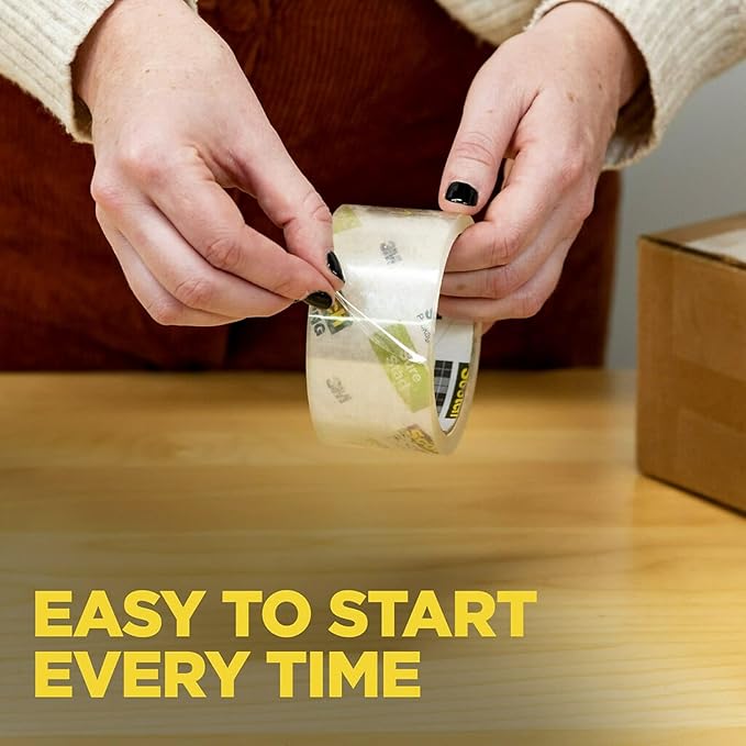 Scotch Brand Sure Start Shipping Packaging Tape with Dispenser, 2 Inches x 800 Inches (145), Clear