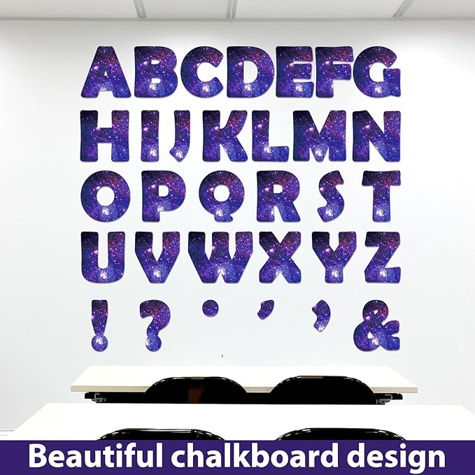 Qyeahkj 150 PCS Large 6" Font Bulletin Board Letters Outer Space Themed Punctuation Cutouts Combo Set Galaxy Letters Decoration Classroom Starry Sky Alphabet Poster for Home School Wall Display Decor