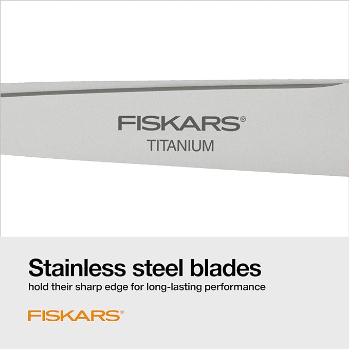 Fiskars 8” Comfort Grip Titanium Multipurpose Scissors with Ergonomic Handles for Everyday Cutting Tasks, Sharp Scissors for Home, Office, Crafts, Multicolor 3-Pack